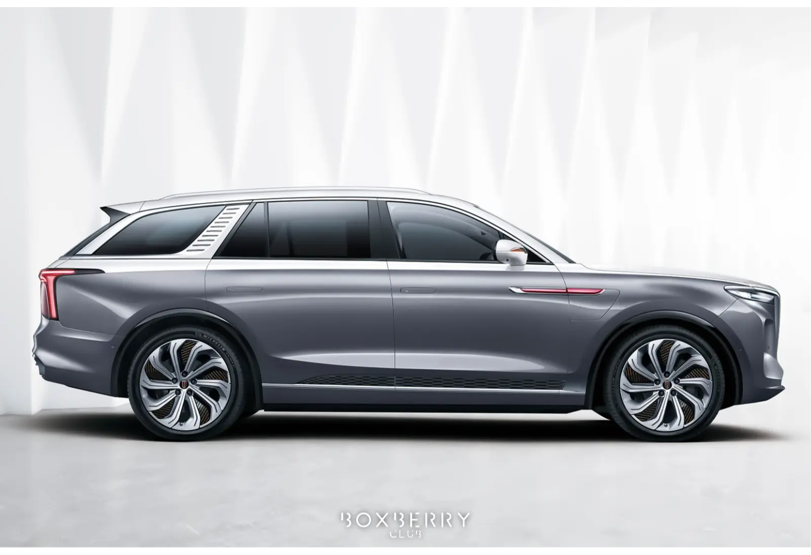 HONGQI E-HS9 | ВИД СБОКУ СЕРЕБРО