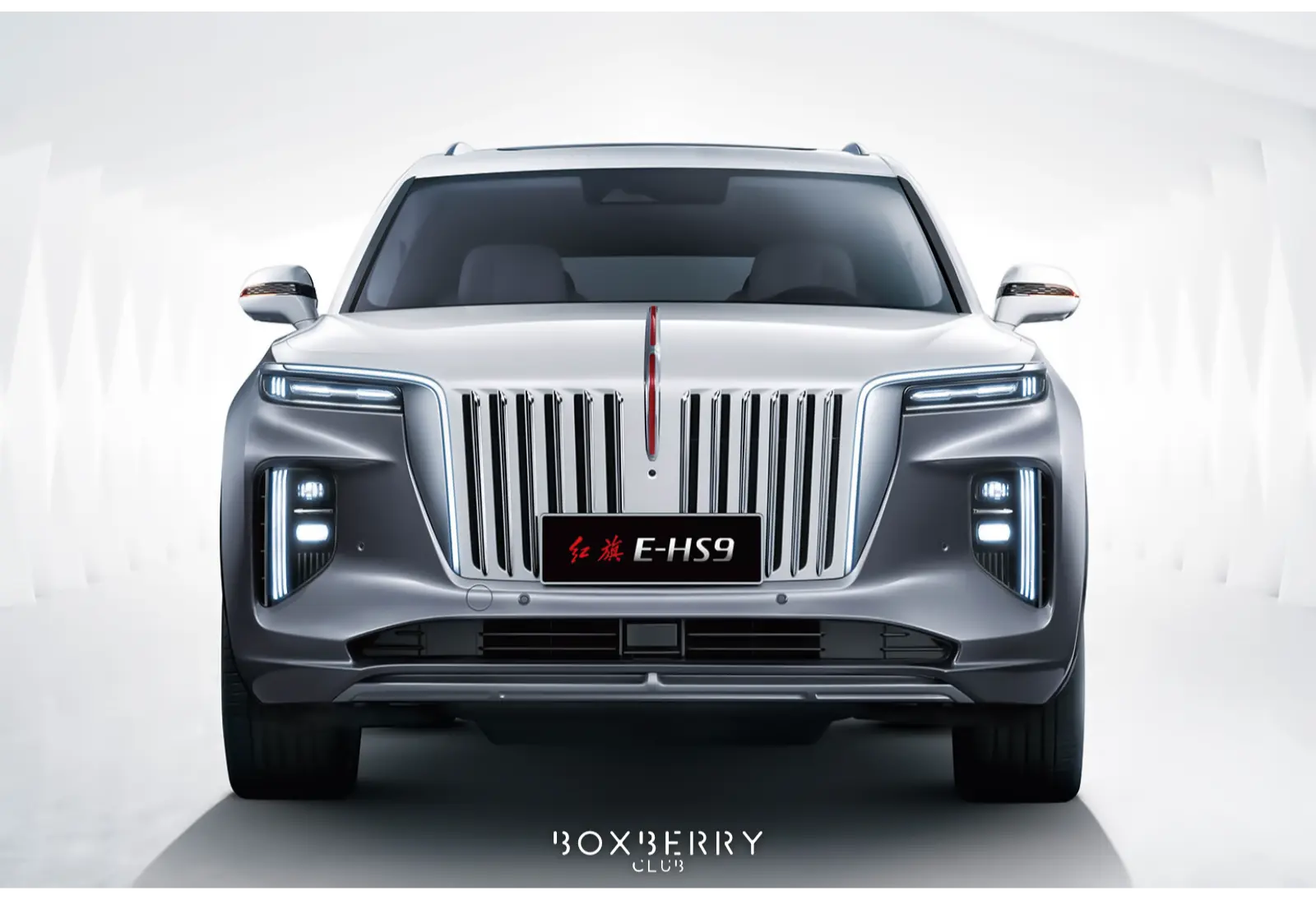 HONGQI E-HS9 | ВИД СПЕРЕДИ СЕРЕБРЕННЫЙ